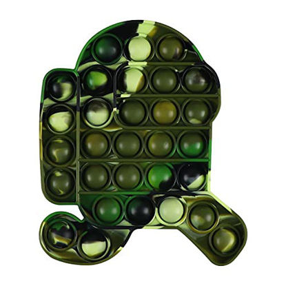 Picture of Pop Bubble Fidget Toys, Among Us Push Pop Bubble, A Quiet Side and a Loud Side to Pop, ADHD Autism Special Needs Stress Reliever Silicone Squeeze Toy, a Great Way to Relax (Camouflage Green #1)