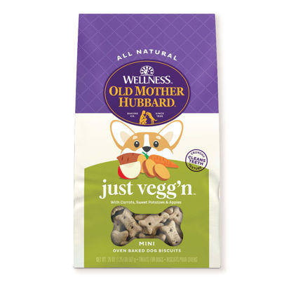 Picture of Old Mother Hubbard by Wellness Classic Just Vegg'N Natural Dog Treats, Crunchy Oven-Baked Biscuits, Ideal for Training, Mini Size, 20 ounce bag