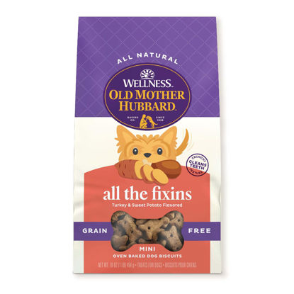 Picture of Old Mother Hubbard by Wellness All the Fixins Grain Free Natural Dog Treats, Crunchy Oven-Baked Biscuits, Ideal for Training, Mini Size, 16 ounce bag