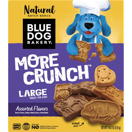 Picture of Blue Dog Bakery Natural Dog Treats, More Crunch Large, Assorted Flavors, 18oz Box, 1 Box