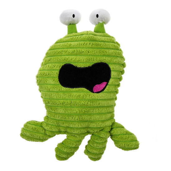 Picture of goDog PlayClean Germs Squeaky Plush Dog Toy with Odor-Eliminating Essential Oils, Chew Guard Technology - Green, Small