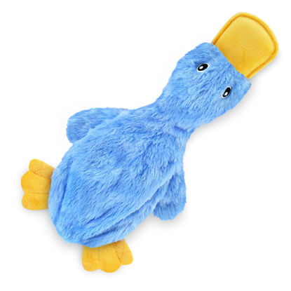 Picture of Best Pet Supplies Crinkle Dog Toy for Small, Medium, and Large Breeds, Cute No Stuffing Duck with Soft Squeaker, Fun for Indoor Puppies and Senior Pups, Plush No Mess Chew and Play - Blue