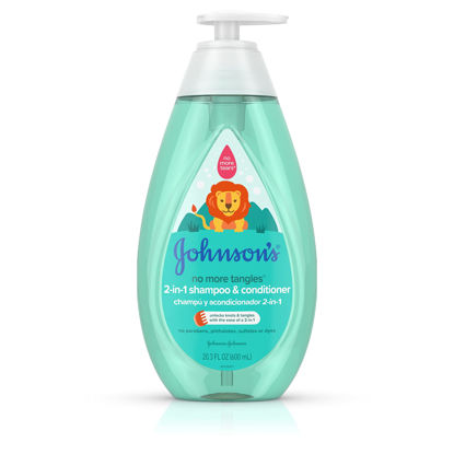 Picture of Johnson's Baby No More Tangles 2-in-1 Detangling Hair Shampoo & Conditioner for Kids & Toddlers, Gentle & Tear-Free, Hypoallergenic & Free of Parabens, Phthalates, Sulfates & Dyes, 20.3 fl. oz