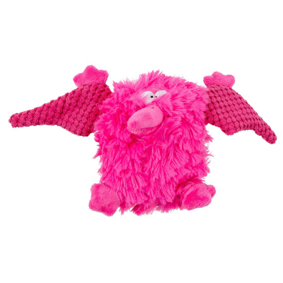 Picture of goDog PlayClean Pterodactyl Squeaky Plush Dog Toy with Odor-Eliminating Essential Oils, Chew Guard Technology - Pink, Large