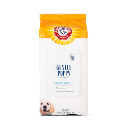 Picture of Arm & Hammer for Pets Gentle Puppy Bath Wipes, Coconut Water | All Purpose Puppy Cleaning Wipes Remove Odor & Refresh Skin for Pets | Gentle Tearless, 100 Count Pack of Pet Wipes