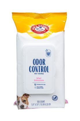 Picture of Arm & Hammer for Pets Odor Control Wipes for Dogs, Best Odor Eliminating Waterless Cleaning for Dogs & Puppies | Kiwi Blossom Scent, 100 Count