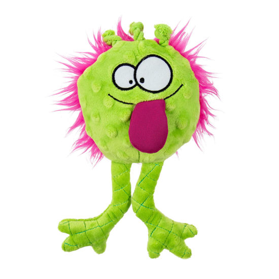 Picture of goDog PlayClean Germs Squeaky Plush Dog Toy with Odor-Eliminating Essential Oils, Chew Guard Technology - Lime, Small