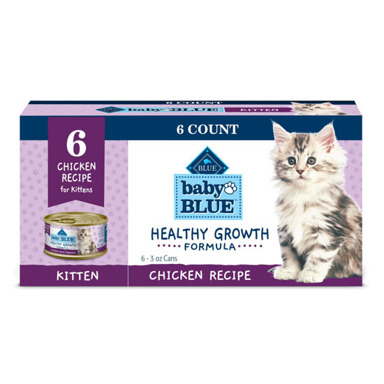 Picture of Blue Buffalo Baby BLUE Natural Kitten Wet Cat Food, Healthy Growth Formula with DHA, Chicken Recipe Multi-Pack, 3-oz. Cans (6 Count)