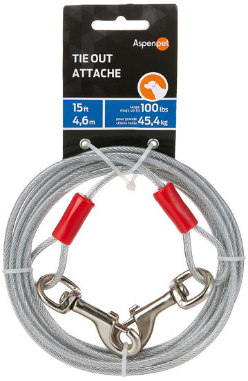 Picture of Petmate Heavy Duty Vinyl Tie Out Cable - Clear Break Strength 2000 Lbs -15 Ft Cable, Silver