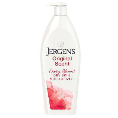 Picture of Jergens Original Scent Dry Skin Moisturizer, Body and Hand Lotion, for Long Lasting Skin Hydration, 21 Ounce, with HYDRALUCENCE blend and Cherry Almond Essence