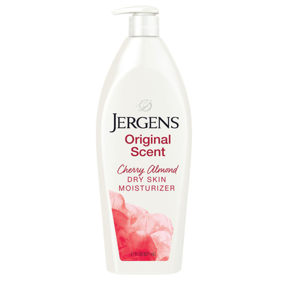 Picture of Jergens Original Scent Dry Skin Moisturizer, Body and Hand Lotion, for Long Lasting Skin Hydration, 21 Ounce, with HYDRALUCENCE blend and Cherry Almond Essence