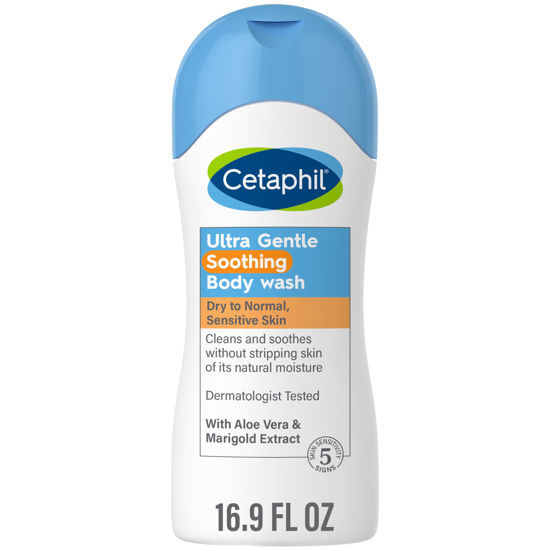 Picture of Cetaphil Ultra Gentle Refreshing Body Wash, For Dry to Normal, Sensitive Skin, 16.9oz, with Aloe Vera, Calendula, Vitamin B5, Hypoallergenic, Fragrance Free, Dermatologist Tested