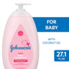 Picture of Johnson's Moisturizing Mild Pink Baby Lotion with Coconut Oil for Delicate Baby Skin, Paraben-, Phthalate- & Dye-Free, Hypoallergenic & Dermatologist-Tested, Baby Skin Care, 27.1 Fl. Oz