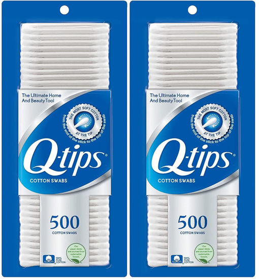 Picture of Q-tips Cotton Swabs For Beauty Care Original Cotton Swab Made With 100% Cotton 500 Count (Pack of 2)