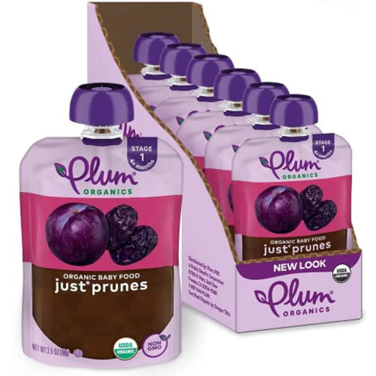 Picture of Plum Organics | Stage 1 | Organic Baby Food Meals [4+ Months] | Just Prune | 3.5 Ounce Pouch (Pack Of 6) Packaging May Vary