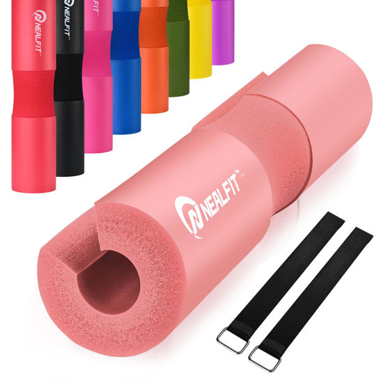 Picture of NEALFIT Barbell Pad Squat Pad for Squats-Squat Bar Pad-Great for Weightlifting,Lunges and Hip Thrusts-Foam Sponge Pad-Fit Standard and Olympic Bars Perfectly (Light Pink)