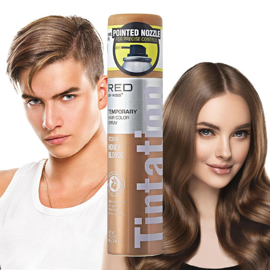 Picture of Red By Kiss Temporary Hair Color Dye Spray, Quick Dry & Smudge Proof, Styling Spray for Event, Fast Drying (Honey Blonde)