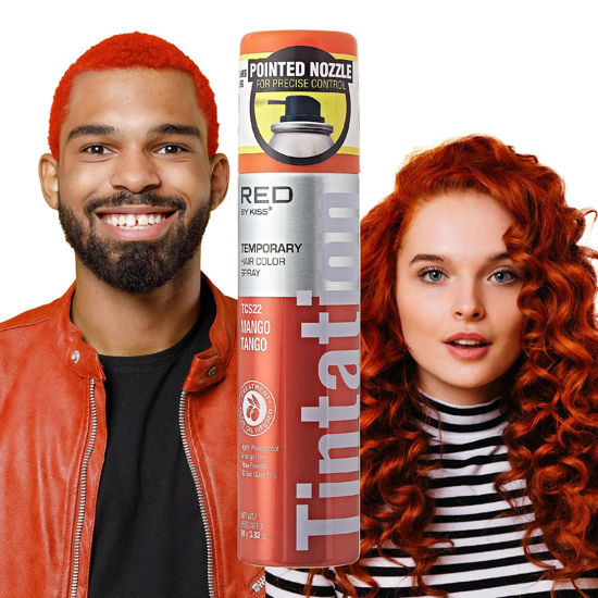 Picture of Red By Kiss Temporary Hair Color Dye Spray, Quick Dry & Smudge Proof, Styling Spray for Event, Fast Drying (Mango Tango)