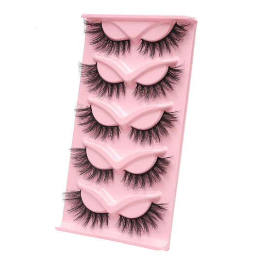 Picture of HBZGTLAD new 5 Pairs 25 mm 3d Mink Lashes Bulk Faux with Custom Natural Mink Lashes Pack Short Wholesales Natural False Eyelashes (9D49)