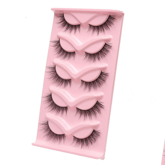 Picture of HBZGTLAD new 5 Pairs 25 mm 3d Mink Lashes Bulk Faux with Custom Natural Mink Lashes Pack Short Wholesales Natural False Eyelashes (3DT84)