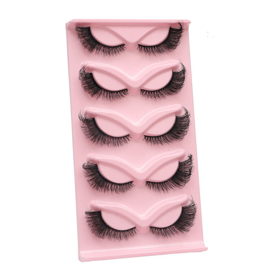 Picture of HBZGTLAD new 5 Pairs 25 mm 3d Mink Lashes Bulk Faux with Custom Natural Mink Lashes Pack Short Wholesales Natural False Eyelashes (MA01)