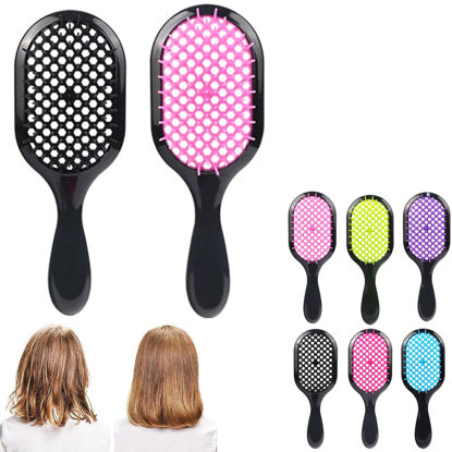 Picture of Unbrush Detangling scalp brush, Unbrush untwisted haibrush, with flexible bristles, anti-static massage paddlebrush, suitable for Wet and Dry Detangle Urbrush for Men and Women (Black+Pink)