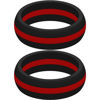 Picture of Set of Two (2) Thin Red Line Silicone Rings Size 7 - Engagement Wedding Replacement Band for Active and Workout Lifestyles - fire Fighter Support