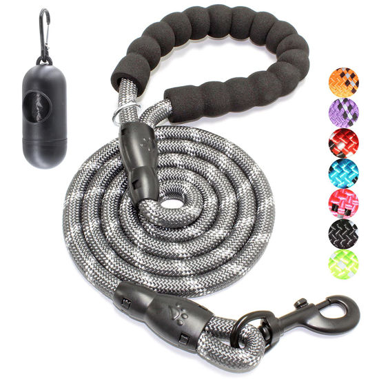 Picture of BAAPET 2/4/5/6 FT Dog Leash with Comfortable Padded Handle and Highly Reflective Threads for Small Medium and Large Dogs (4FT-1/2'', Grey)