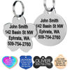 Picture of GoTags Stainless Steel Pet ID Tags, Personalized Dog Tags and Cat Tags, up to 8 Lines of Custom Text, Engraved on Both Sides, in Bone, Round, Heart, Bowtie and More (Flower, Regular (Pack of 1))