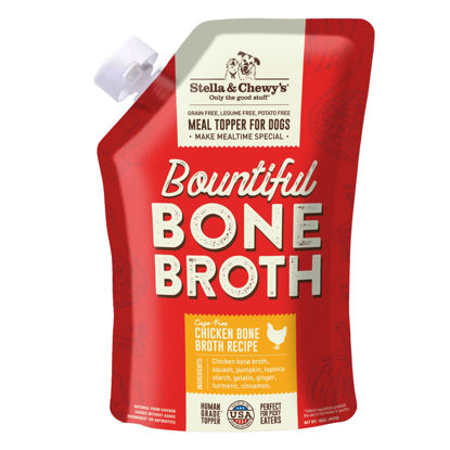 Picture of Stella & Chewy's Bountiful Bone Broth Cage-Free Chicken Recipe Meal Topper for Dogs, 16 Oz. Resealable Pouch