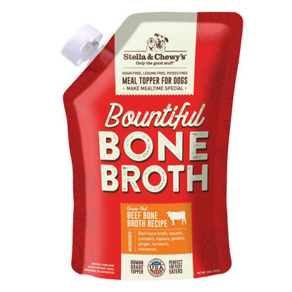 Picture of Stella & Chewy's Bountiful Bone Broth Grass-Fed Beef Recipe Meal Topper for Dogs, 16 Oz. Resealable Pouch