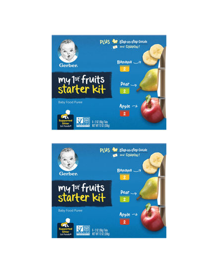 Picture of Gerber My 1st Fruits Starter Kit, Banana, Pear & Apple Puree, 2 Ounce Tubs, 2-Pack (Set of 6)