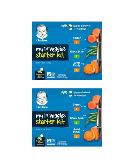 Picture of Gerber My 1st Veggies Starter Kit, Carrot, Green Bean & Sweet Potato Puree, 2 Ounce - 6 Count (Pack of 2)