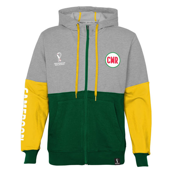 Picture of Outerstuff Mens FIFA World Cup Country Contrast Panel Fleece Hood, Green-Gold-Heather Grey, Medium