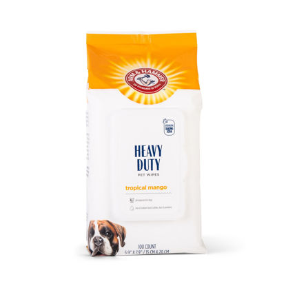 Picture of Arm & Hammer for Pets Heavy Duty Multipurpose Dog Bath Wipes, Mango Scent - Grooming Dog Wipes for Butt, Paw Wipes for Dogs, Dog Deodorant and Odor Eliminator, Pet Cleaning Wipes, 100 Count