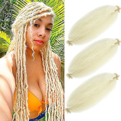 Picture of Afro Twist Hair Springy Afor Twist Hair 24 Inch 3 Packs Pre Fluffed Spring Twist Hair Pre Stretched Wrapping Hair for Soft Locs Hair Extensions (24 Inch (Pack of 3), 613#)