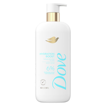 Picture of Dove Body Wash Hydration Boost Actively drenches dry skin 6% hydration serum with hyaluronic 18.5 oz