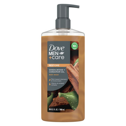 Picture of Dove Men+Care Body Wash Sandalwood + Cardamom Oil to Rebuild Skin in the Shower with Plant-Based Cleansers and Moisturizers 26 oz