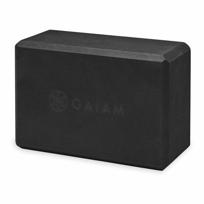 Picture of Gaiam Yoga Block - Supportive Latex-Free EVA Foam Soft Non-Slip Surface for Yoga, Pilates, Meditation (Black), 1 EA