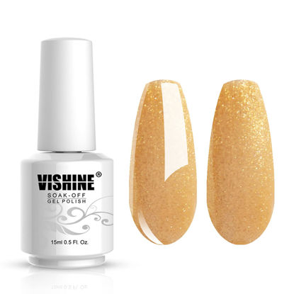 Picture of Vishine Gelpolish Gel Nail Polish Lacquer Shiny Color Soak Off UV LED Professional Manicure Glitter Wheat(1604)