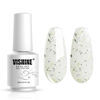 Picture of Vishine Soak Off UV LED Gel Polish Lacquer Nail Art Manicure Varnish 15ml Clear with White and Yellow Sequins 1876