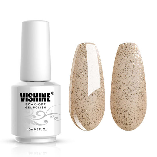 Picture of Vishine Gelpolish Professional Manicure Salon UV LED Soak Off Gel Nail Polish Varnish Color Pearl ClearGold(1360)