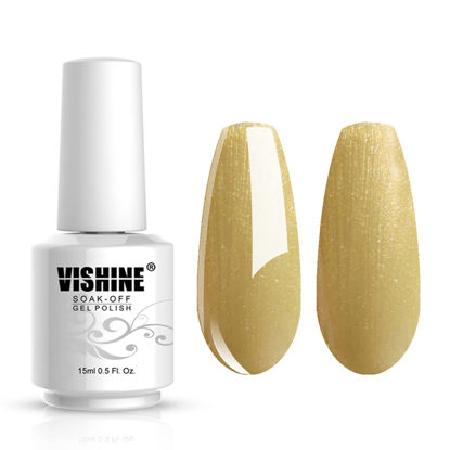 Picture of Vishine Gel Nail Polish Lacquer Shiny Color Soak Off UV LED Gel Nail Polish Professional Manicure Pearl Blue15ml