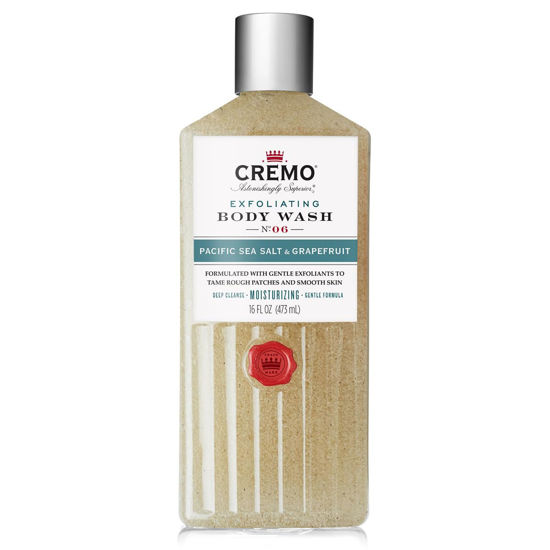 Picture of Cremo Exfoliating Pacific Sea Salt & Grapefruit Body Wash, A Refreshing Scent with Notes of Fresh Mint, Citron, Cedar and Moss, 16 Fl Oz