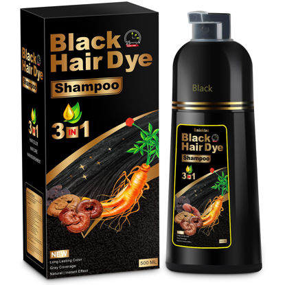 Picture of Black Hair Dye Shampoo 3 in 1 for Gray Hair, Herbal Ingredients Natural Shampoo Black Hair Dye for Women Men,