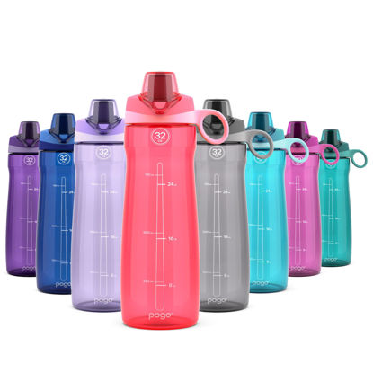 Picture of Pogo BPA-Free Tritan Plastic Water Bottle with Chug Lid, 32 Oz, Pink.