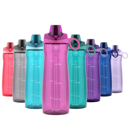 Picture of Pogo BPA-Free Plastic Water Bottle with Chug Lid, Fuchsia, 32 oz.