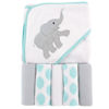 Picture of Luvable Friends Unisex Baby Hooded Towel with Five Washcloths, Cotton,Polyester,Ikat Elephant, One Size