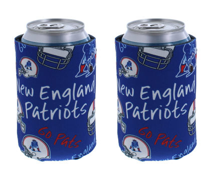 Picture of Football Can & Bottle Holder Insulator Beverage Huggie Cooler (New England (Patriots) - Collapsible Can 2-Pack Vintage)