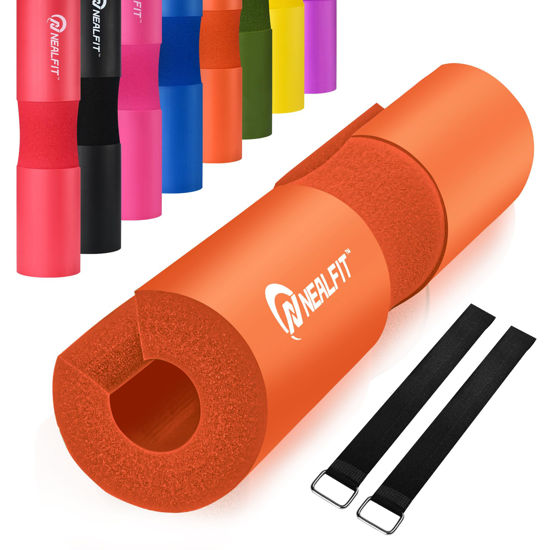 Picture of NEALFIT Barbell Pad Squat Pad for Squats-Squat Bar Pad-Great for Weightlifting,Lunges and Hip Thrusts-Foam Sponge Pad-Fit Standard and Olympic Bars Perfectly (Orange)